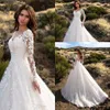 Eleganti maniche lunghe in pizzo a linea abiti da sposa in tulle senza schienale Applique plus size abiti da sposa da sposa da sposa