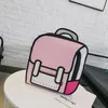 Cartable pour enfants ulzzang graffiti papier à dessin noir et blanc dessin animé 2D sac à dos pour hommes et femmes pour adolescentes 276u