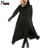 Newbestyle Mulheres Superizadas Oversized Hew Low Low String Hoodies Túnica Com Capuz Moletons Loose Longo Manga Balanço Vestido com Pocket Pullover Y190830