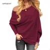 Mode-Sexy Schlank Neue Off Schulter Tops Gestrickte Pullover Frauen 2019 Herbst Frühling Casual Langarm Jumper Regelmäßige Pullover frauen Ziehen