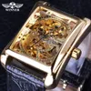 Gagnant 2017 Retro Casual Series Rectangle Dial Design Golden Pattern squelette creux Watch Men Watch Top Brand Luxury Mechanical817994618