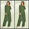 3 Pieces 2019 Chiffon Mother Of The Bride Pant Suits Jewel Long Sleeves Army Green Plus Size Mother Dress Evening Party Gowns Cheap