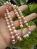 Feine Perlen Schmuck natürliche 8-9mm Südsees weiß, rosa, lila Mehrfarbenperlenkette 18" 14k