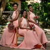 Stijl Halter Lang Nigeria Bruidsmeisjesjurken met witte kwastjes Rits Terug Chiffon Vloerlengte Bruidsmeisjesjurken voor bruiloft Op maat gemaakt
