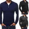 Men's Sweaters Casual Zipper Stand Collar Sweater Men Slim Fit Knitting Tops Male Fashion Solid Pullover HigH Quality