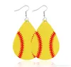 Boucles d'oreilles en cuir en forme de larme faites à la main drapeau américain Football softball Baseball basket-ball football boucles d'oreilles pendantes pour femmes filles bijoux