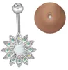 Style 3 pieces 14G stainless steel belly button ring barbell navel ring lady flower body perforation