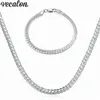 Vecalon Hiphop ensembles de bijoux couleur argent pâte frite forme torsadée collier boucles d'oreilles bague ensemble de bijoux pour femmes hommes largeur 5mm