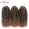 Nico Hair Crochet Braiding Kanekalon Synthetische Bulk Hair Extensions 8inch Ombre Mali Bob Boemian Kinky Curly Malibob Croche2669192