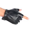 Fashion-Men'S Leather Half Finger Gloves Locomotive Driving Non-Slip Fitness Cowhide Gloves Men NAN48-5