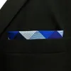 KH2 Hanky verificado azul prata preto lenço masculino gravatas jacquard tecido bolso quadrado terno presente9319319