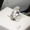 Choucong Nuovo Arrivo Gioielli di Lusso 925 Sterling Silver Marquise Topazio Bianco CZ Diamante Petalo Donne Anello di Fascia Del Fiore di Cerimonia Nuziale per Gli Amanti Regalo