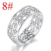 Bague en zircone cubique pour femmes, anneau creux bicolore, bijoux en or blanc, mode populaire strass, bagues de mariage pour femmes