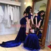 Princess Velvet Flower Girls' Dresses Hlater Royal Blue Girl Birthday Formal Gowns First Communion Dresses Kids Tutu Pageant For Wedding