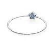 Mulheres CZ Diamond Blue Star Bracelets Caixa Original para PAN 925 Prata Charm Chain Bracelet Set W251