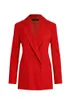 Czerwone suknie wieczorowe satynowe dwa kawałek garnitur płaszcz i spodnie Prom Dress V Neck z długim rękawem Specjalne okazje