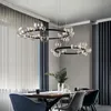 LED Lighting Chandelier para refeições Sala Showroom Loja Round Black Lâmpada de suspensão de vidro transparente Bola modernos Lustres Simples