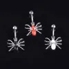 Sexy Spider Insect Wasit Belly Dance Crystal Body Sieraden Roestvrij staal Rhinestone Navel Bell Button Piercing Dangle Ringen voor Vrouwen