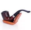 Classic resin carved pipe imitating solid wood curved flat-bottom filter pipe