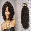 Kinky Curly Fusion Hair I Tips Stick Tip Keratin Machine Made Remy Pre Bonded Human Hair Extension 16 "- 24" 1g / s