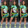 Fashion Print Women Shorts Tracksuit Summer Short Sleeve T-shirt Tops + Shorts 2 Piece Set Outfits Casual Sportswear Nightclub Suit S-4XL