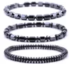 Braccialetto di pietra biliare nera 2 pezzi / set braccialetto di perline di trattamento con ematite magnetica braccialetto da donna bracciali da uomo fatti a mano compleanno genitore-figlio par