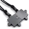 2 stks Mens Womens Couples Roestvrijstalen Puzzel Hanger Love Necklace Set Black Silver