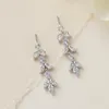 Crystal Bridal Earrings Silver Rose Gold Leaves Earrings Rhinestone Wedding Earrings Studs CZ Dangle Bridal Jewelry Bridesmaid Gif269j