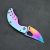 Promotion!!! Rainbow Spring Assist Folding Pocket Knife Utility EDC Stainless Steel Blade Key Chain Knife Survival Gear