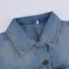 2019 nouvelle veste mode bouton trou Patch femmes Denim veste poche ample déchiré jean femme Long manteau Streetwear