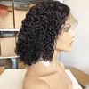 Parrucche corte ricci Bob Capelli umani Pre pizzicati Anteriore in pizzo per donne nere Parrucca piena brasiliana 150% hd 360 con elastico diva1