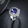 Romantische Solitaire Ringen Imitatie Gerhodineerd Cirkel Mozaïek Blauwe Zirkoon Platte Ring Luxe Elegante Sieraden Bruiloft Voorstellen Geschenken2280076