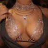 2021 Rhinestone Crystal Bikini Bra Body Sieraden Top Borst Buik Tassel Chains Crossover Harness Ketting Festival Party Cover Up