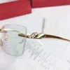 Großhandel neue Rahmen Modedesigner optische Brille 5634295 Retro-Metall rahmenlose transparente Linse Tier Vintage klassische klare Brille