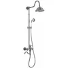 Rolya Chrome/Golden Classic Exposed Round Rain Shower Head & Hand Shower Set Cross Handle in Gold Solid Brass