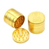 2 Storleksrökning tillgänglig 4 lager Diameter 39mm / 58mm Golden Zinc Alloy Metal Herb Grinder Spice / Tobacco Crusher Tobacco Spice Hand Muller