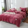 Pink Gray Purple Blue Solid Color Winter Thick Fleece Fabric Bedding set Velvet Flannel Duvet Cover Bed sheet/Linen Pillowcases