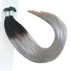200-g-Packung U-Tip vorgebundene Fusion-Haarverlängerungen Nagel gerade Welle Ombre-Farbe T1B graues Haar