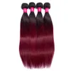 1Burgundy Straight Virgin Hair Weaving Ombre Human Hair 34 Bunds Peruansk Straight Hair 1B 99J Two Tone Bundles85286102184406