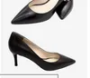 2019 جديد مصمم أزياء النساء أحذية عالية الكعب 6.5 سنتيمتر 9.5 سنتيمتر الأرجواني أسود أحمر أصفر جلد أصابع مدببة مضخات اللباس أحذية أعلى جودة