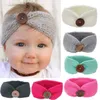 Bonita diadema con botones para bebé, turbante tejido para la cabeza, banda para la cabeza cálida, gorros para niños pequeños, banda para el pelo, regalo de cumpleaños para niños, 8 colores