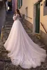 Najnowsza linia Czeski Pentelei Suknie Ślubne V Neck Długi Rękaw Aplikacja Perły Suknie Ślubne Sweep Robe de Mariée