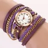 Luxus-Designer Günstigste Frauen-Handketten-Uhr Weave Verpackung um Leder-Armband-Armband-Armbanduhr-Frauen-Dame-Quarz-Uhr