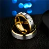 Aço inoxidável anel de anel de diamante anéis de casamento conjuntos casal homens mulheres moda jóias 080452