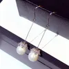grossista designer-super luxo reluzente diamante longo pérola brincos chandelier do parafuso prisioneiro para mulheres meninas