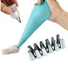 1pc Silikon Icing Piping Cream Pastry Bag + 12st Rostfritt Stål Nozzle Pastry Tips Converter DIY Cake Decorating Tools