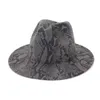 Fashion Autumn Winter Snake Pattern JAZZ Fedora Hats Wool Felt Cap Wide Brim Chapeu Panama Party Formal Hat for Men Women