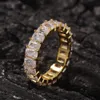 Neue Iced Out HipHop Cube CZ Baguette Ringe Schmuck Gold Splitter Micro Pave Ring für Mann Frauen Geschenk265l
