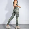 Animal Print Snake Skin 2 Piece Set Yoga Leggings Fitness Clothing Workout Bra Green Gym Tights Sports Active Wear Crop Top Sexy