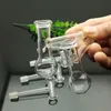 Rökande rör mini vattenpipa glas bongs färgglad metallform ny t-formad höger vinkel glaspanna